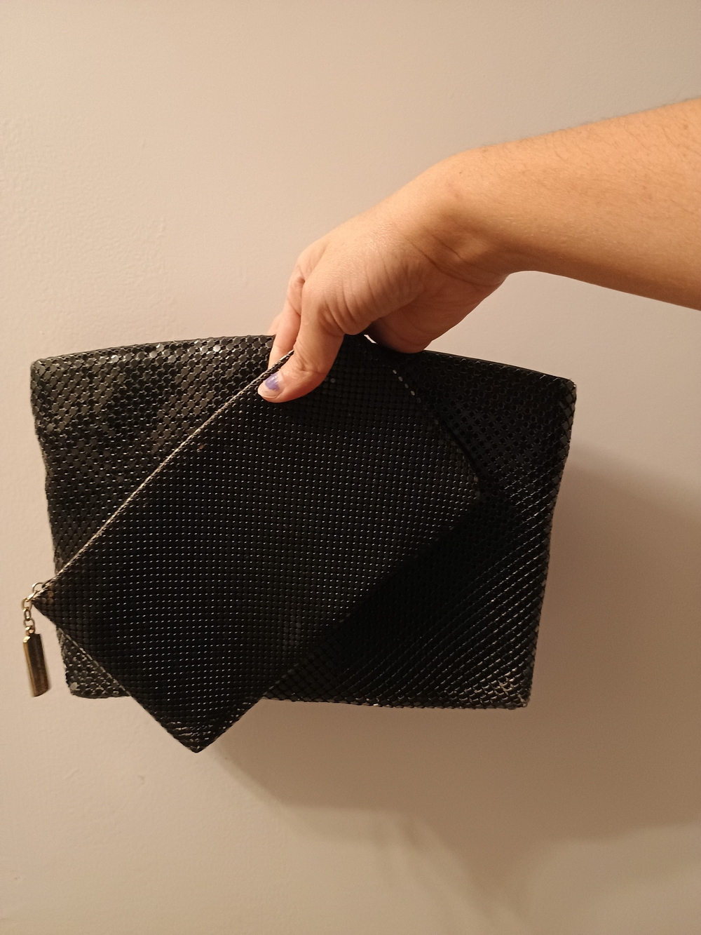 Whiting & Davis Black Mesh Clutch and Wristlet Set - Picture 8 of 8